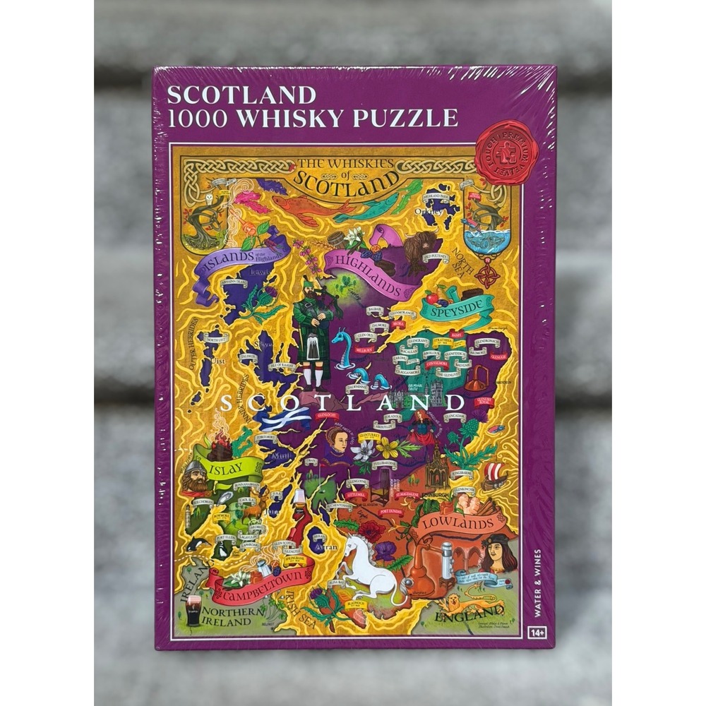 NEW Water & Wines Scotland Scotch Whisky Puzzle 1000pc Scotch Lover Gift Map